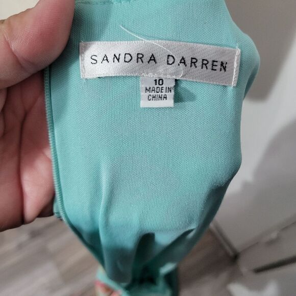 Sandra Darren Women's Sleeveless V-Neck Faux Wrap Chiffon Dress sz 10 - Picture 7 of 15